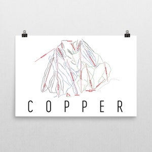 Copper Mountain Ski carte Art, Colorado montagne de cuivre, cuivre sentier carte, au Colorado Colorado Art cadeaux, carte de Colorado, Colorado, Art de Ski de Ski