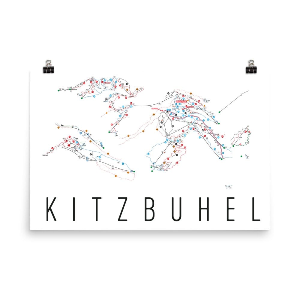 Kitzbuhel Ski Map Art Kitzbuhel Austria Kitzbuhel Trail Map Etsy