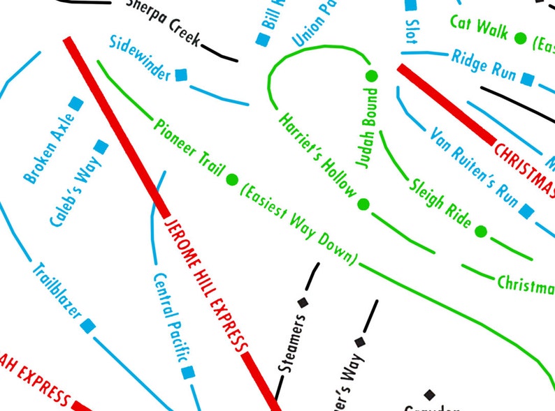 Sugar Bowl Ski Map Art Lake Tahoe Reno Sugar Bowl Etsy