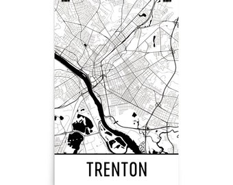 Trenton NJ Map Art Print: Modern Street Map Poster