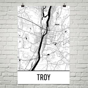 Mapa Troy Troy arte, impresión Troy, Troy NY cartel, arte de la pared de Troy Nueva York, mapa de Troy, Troy regalos, decoración, Nueva York de Nueva York Art de Nueva York mapa