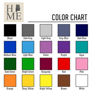May include: Color chart with 16 different color swatches. The colors are: black, dark gray, light gray, gray-blue, dark blue, medium blue, light blue, violet, purple, aqua, dark green, bright green, burgundy, red, pink, orange, deep yellow, bright yellow, brown, and white.
