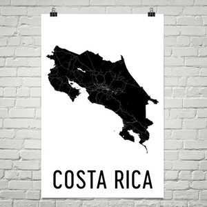 Costa Rica Map, Map of Costa Rica, Costa Rica Art, Norway Print, Costa Rica Wall Art, Costa Rican Poster, Costa Rica Gifts, Costa Rica Decor