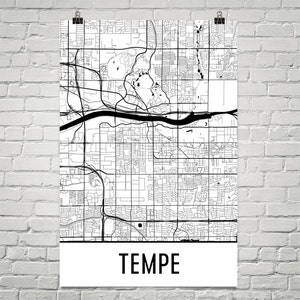 Tempe Map, Tempe Art, Tempe AZ Print, Tempe AZ Poster, Tempe Wall Art, Tempe Gift, Tempe Print, Map of Tempe, Tempe Decor, Tempe Map Art image 1