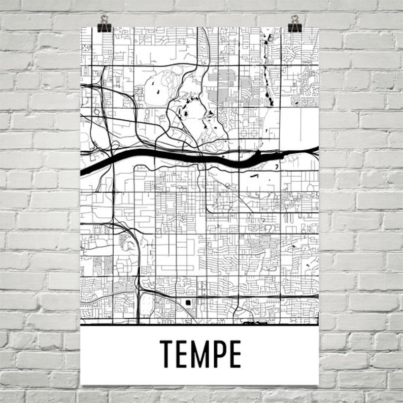 Tempe Map, Tempe Art, Tempe AZ Print, Tempe AZ Poster, Tempe Wall Art, Tempe Gift, Tempe Print, Map of Tempe, Tempe Decor, Tempe Map Art image 1