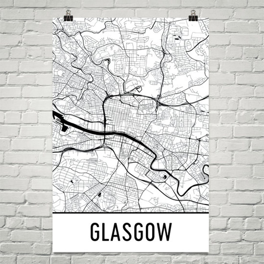 Glasgow Map Glasgow Art Glasgow Print Glasgow Scotland Etsy