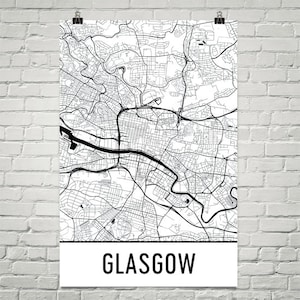 Glasgow Map, Glasgow Art, Glasgow Print, Glasgow Scotland Poster, Glasgow Wall Art, Glasgow Gift, Map of Glasgow, Glasgow Decor, Art Print