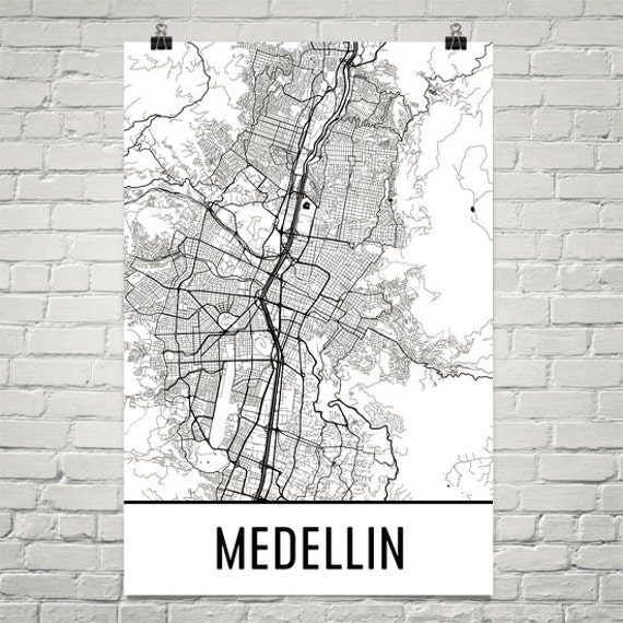 Medellin Map Medellin Art Medellin Print Medellin Colombia | Etsy