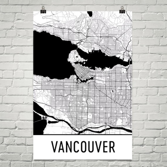 Vancouver BC Map Art Print, Modern City Street Map, USA Made