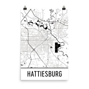 Hattiesburg Map, Hattiesburg Art, Hattiesburg Print, Hattiesburg MS Poster, Hattiesburg Wall Art, Map of Hattiesburg, Hattiesburg Gift, Map