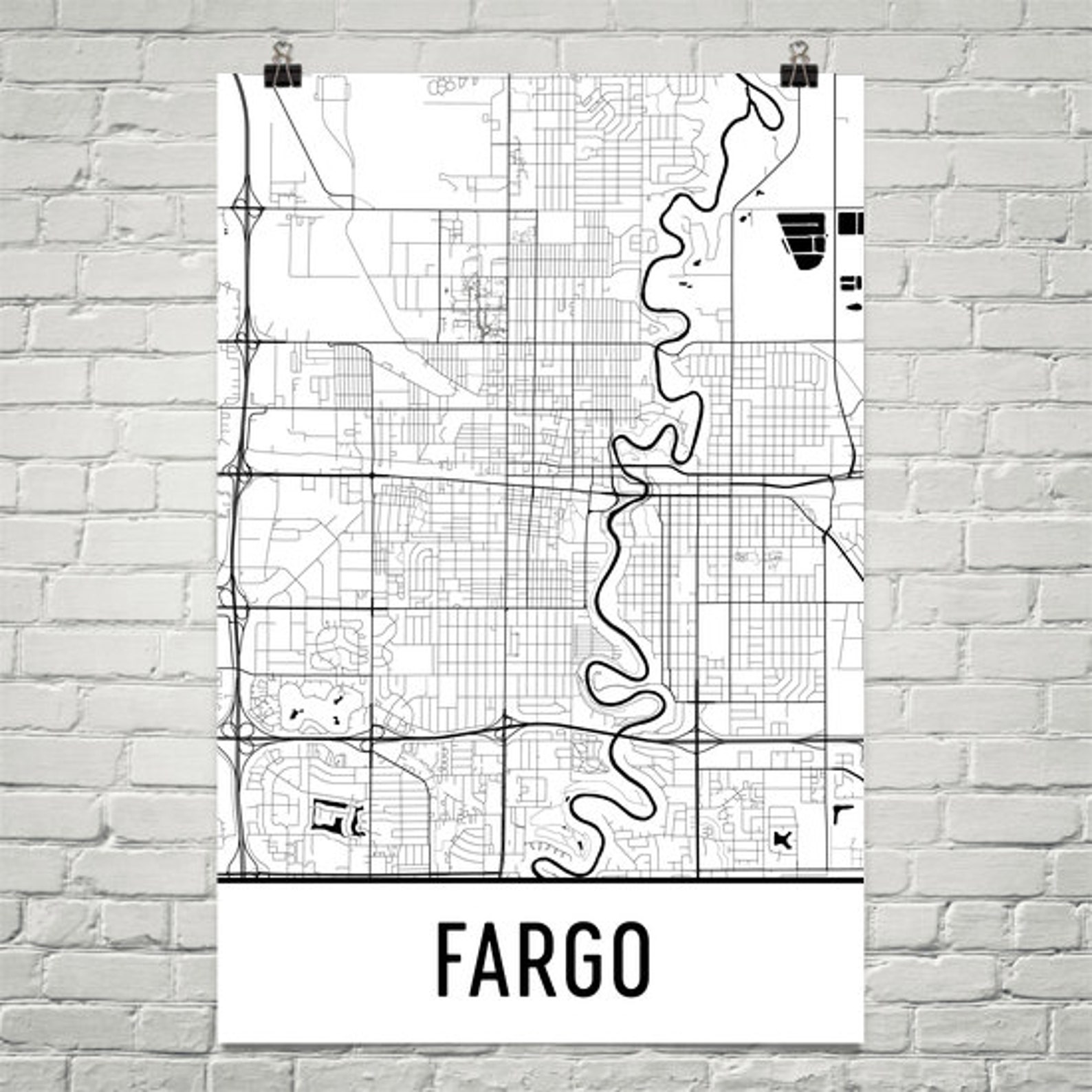 Fargo Map Fargo Art Fargo Print Fargo ND Poster Fargo Wall - Etsy