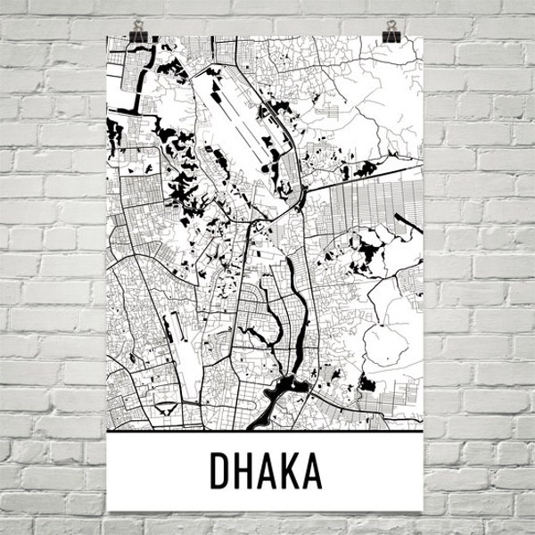 Dhaka Map, Dhaka Art, Dhaka Print, Dhaka Bangladesh Poster, Dhaka Wall Art, Dhaka Gift, Dhaka Poster, Birthday, Dhaka Decor, Dhaka Art Print