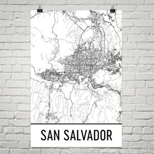 San Salvador Map, San Salvador Art, San Salvador Print, San Salvador El Salvador Poster, San Salvador Wall Art, El Salvador Gift, Decor