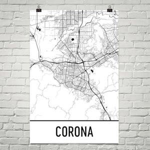 Corona Map, Corona Art, Corona Print, Corona CA Poster, Corona Wall Art, California Gift, Map of California, California Decor, CA Art Print