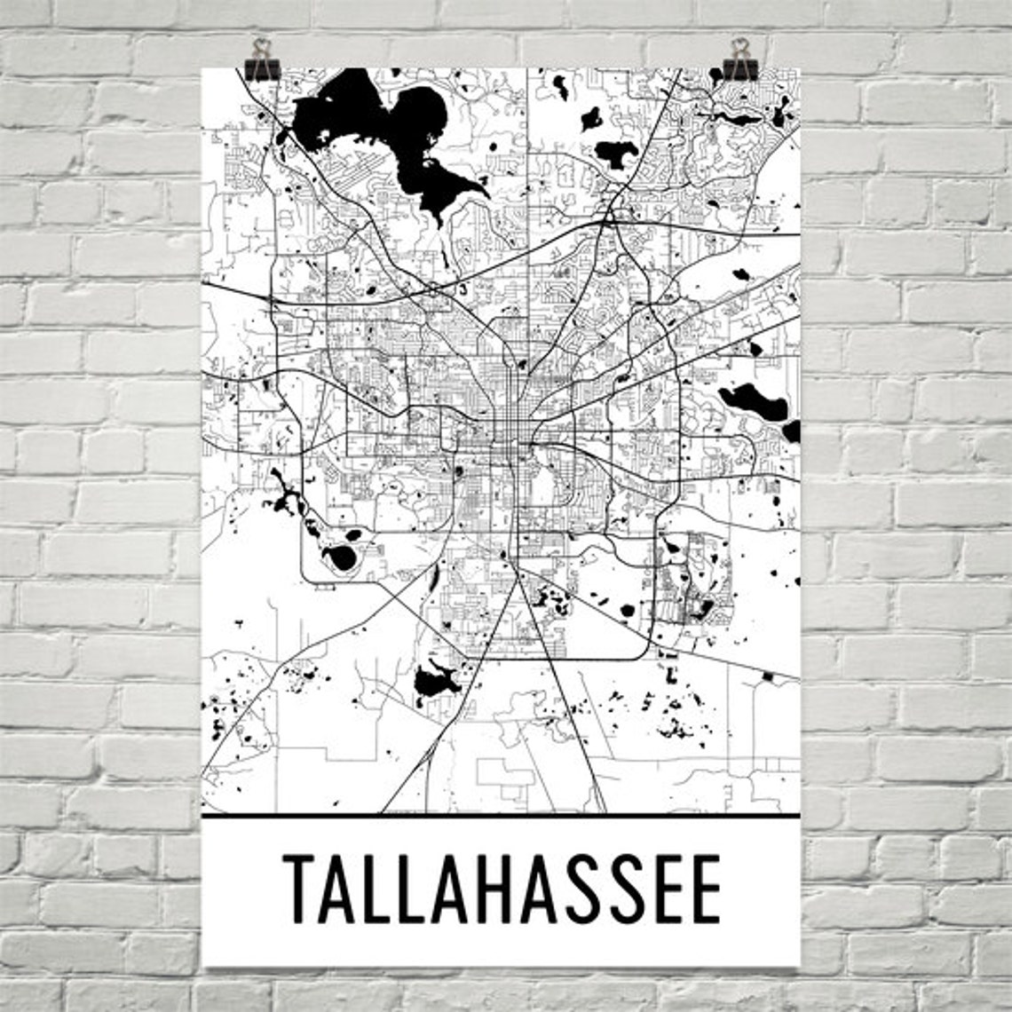 Tallahassee Map Tallahassee Art Tallahassee Print Etsy