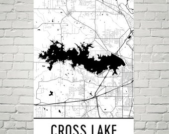 Cross Lake Map Cross Lake MN Wall Art Digital Print Files CM052 INSTANT DOWNLOAD Cross Lake Minnesota City Map Printable