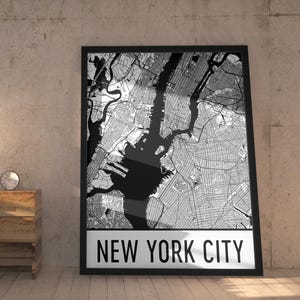 New York City Street Map Art Print: Modern Home Decor