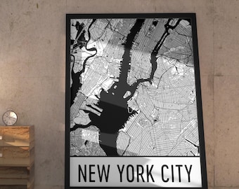 New York City Map Kunstdruck: Modernes Wohndekor