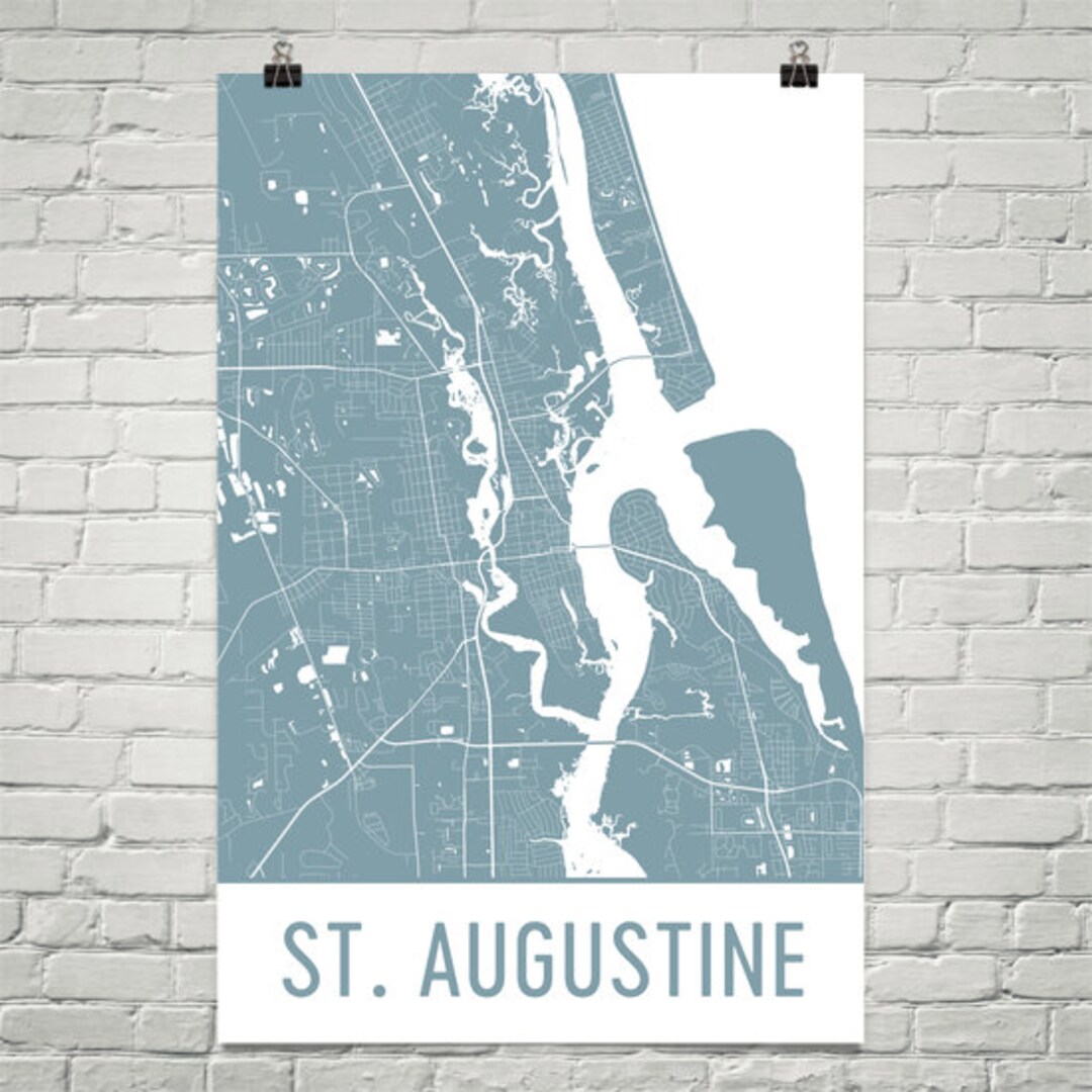 St. Augustine Map, St. Augustine Art, St. Augustine Print, St ...