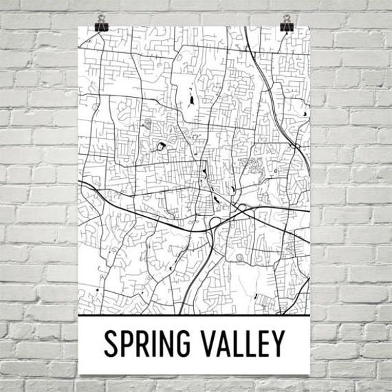 Spring Valley NY Map Spring Valley Art Spring Valley Print Etsy