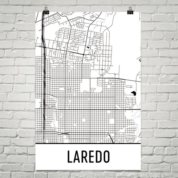 Laredo Map Laredo Art Laredo Print Laredo Texas Poster Etsy