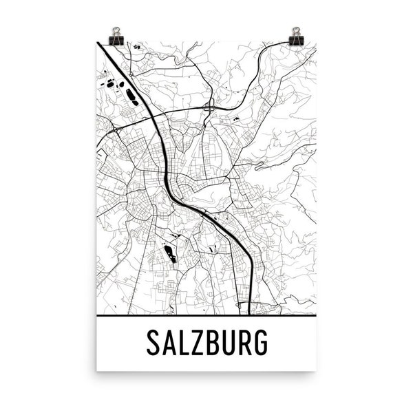 Salzburg Map, Salzburg Art, Salzburg Print, Salzburg Austria Poster, Salzburg Wall Art, Map of Salzburg, Salzburg Poster, Salzburg Gift