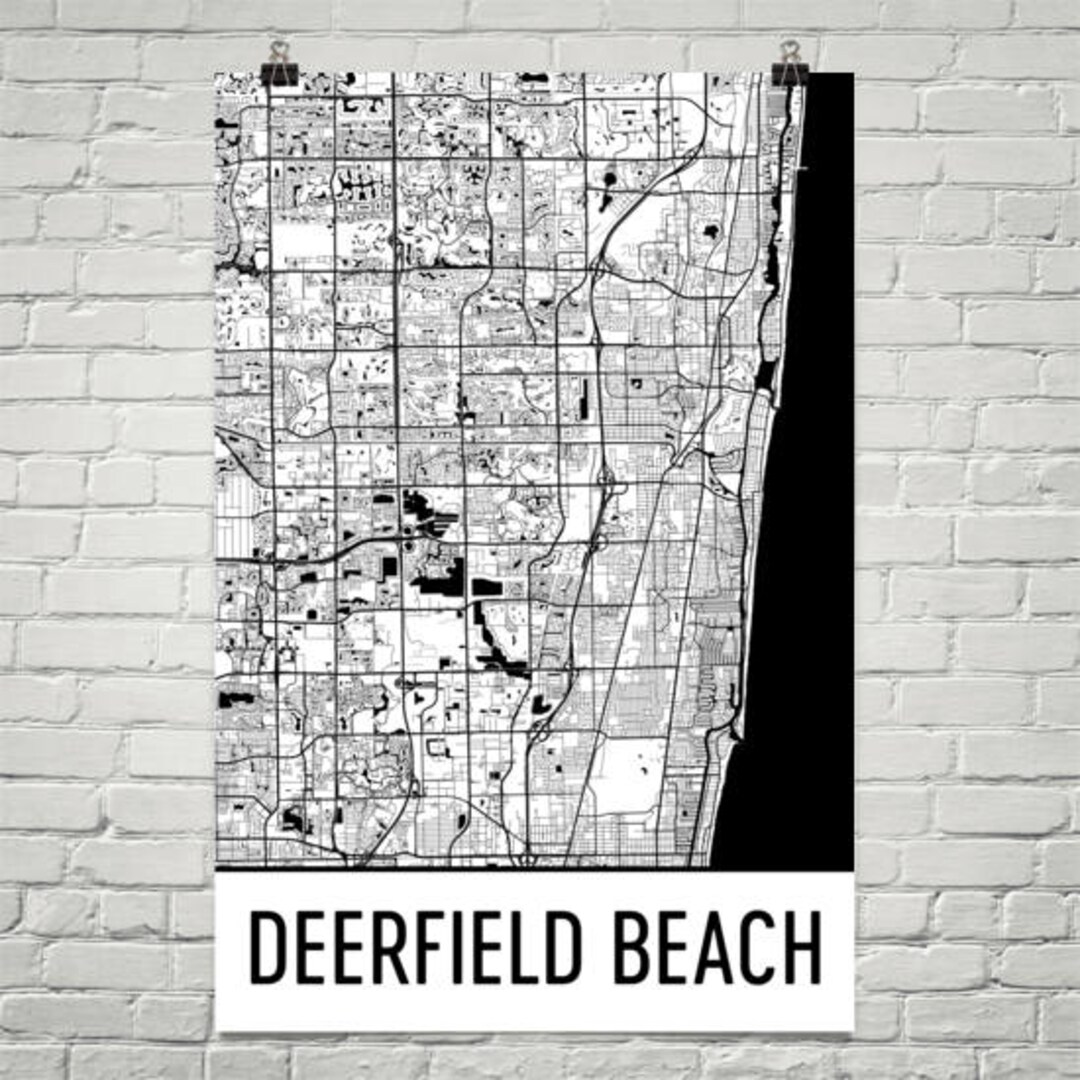 Deerfield Beach Map Art Print: Florida City Street Map - Etsy