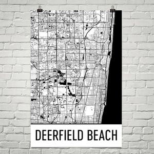 Deerfield Beach kaart, Deerfield Beach kunst, Deerfield Print, Deerfield Beach FL Poster, Deerfield kunst aan de muur, als cadeau, kaart van Florida, Decor