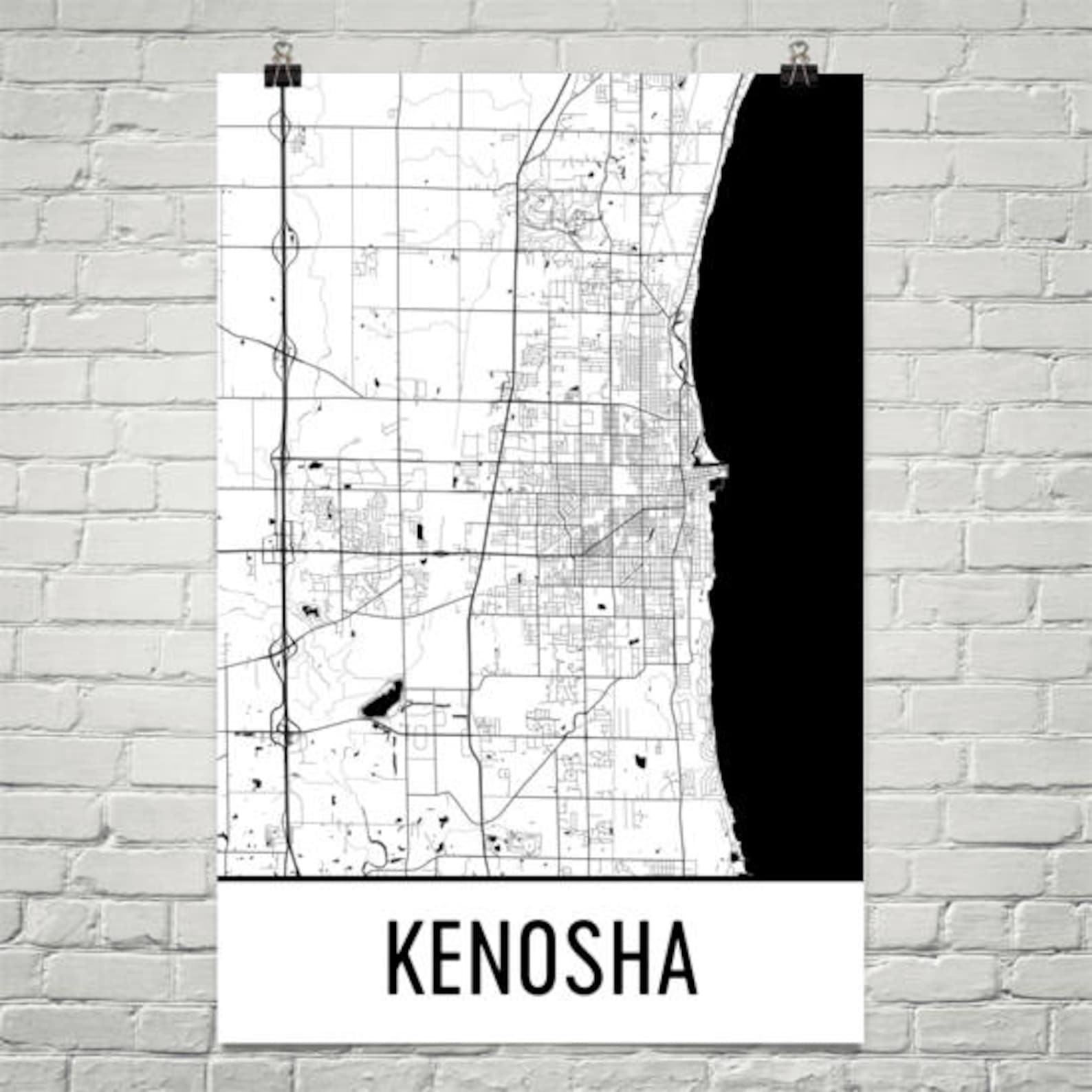 Mappa di Kenosha Kenosha Kenosha stampa Kenosha WI Poster Etsy
