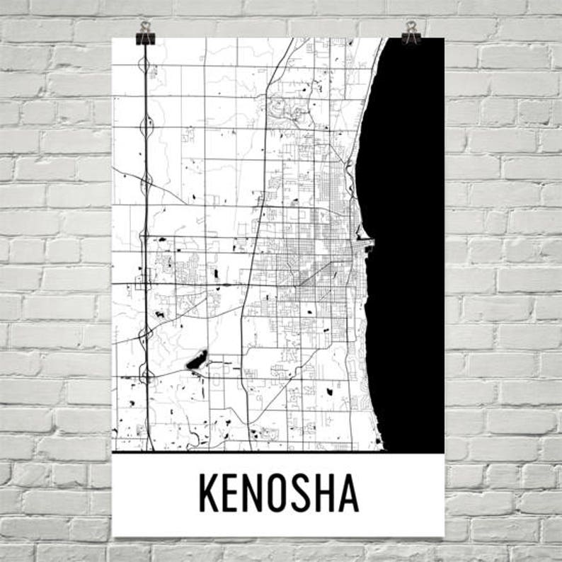 Kenosha Map Kenosha Art Kenosha Print Kenosha WI Poster | Etsy
