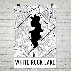 White Rock Lake au Texas, White Rock Lake TX, White Rock carte Lake, au Texas, carte lac, White Rock Lake Art, TX Art, White Rock Lake signe