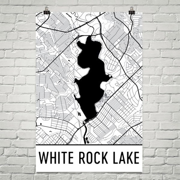 White Rock Lake Texas, White Rock Lake TX, White Rock Lake Map, Texas Map, Lake Map, White Rock Lake Art, TX Art, White Rock Lake Sign