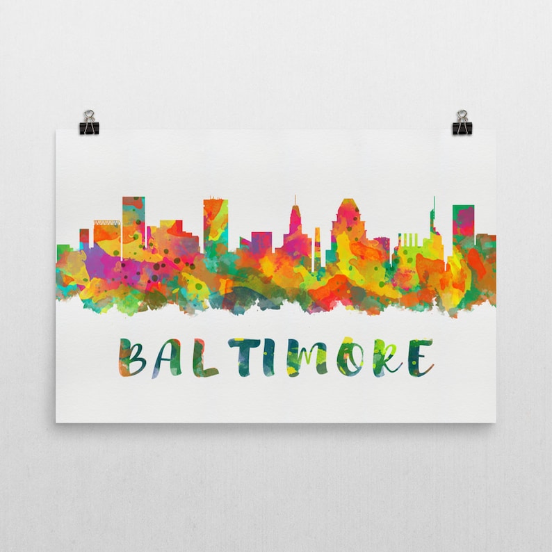Baltimore Skyline Watercolor Art Print, Cityscape Poster, USA Made - Etsy