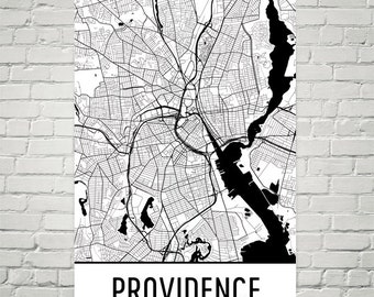Providence RI Map Print, Modern Wall Art