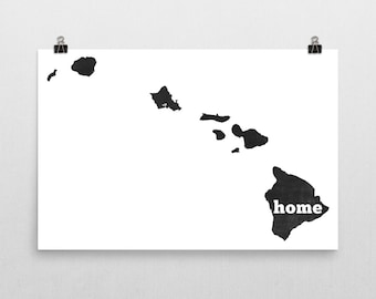 Stampa artistica della mappa delle Hawaii: poster moderno per l'arredamento della casa
