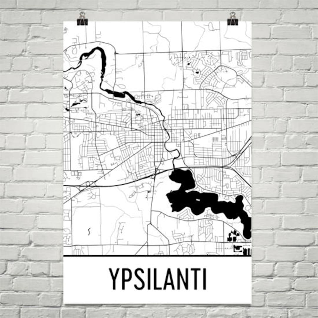 Ypsilanti Map, Ypsilanti Art, Ypsilanti Print, Ypsilanti MI Poster