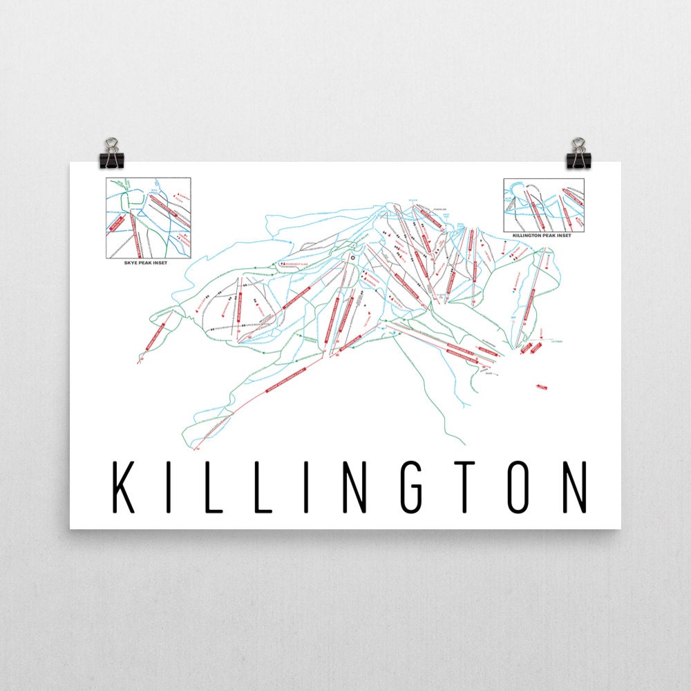 Killington Resort Ski Map Art, Killington Vermont, Ski Vermont, Killington Trail Map, Killington Ski Resort Print, Vermont Art, Vermont Gift