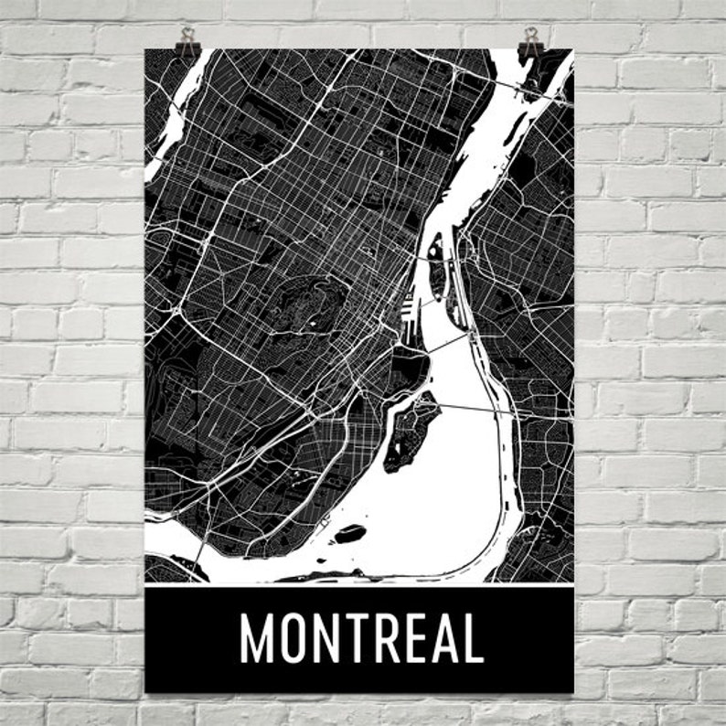 Montreal Map Montreal Art Montreal Print Montreal QC Art Etsy