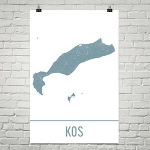 Kos Karte Kos Kunst Kos Druck, Kos Griechenland Poster, griechische Geschenke, Karte von Griechenland, Griechenland Poster, Kos Flitterwochen, griechische Druck, griechischen Inseln