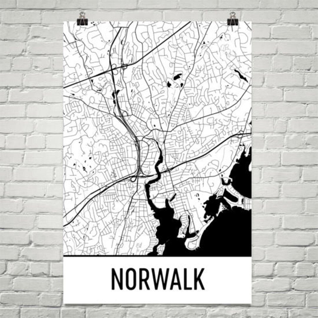 Norwalk Map, Norwalk Art, Norwalk Print, Norwalk CT Poster, Norwalk Wall Art, Norwalk Gift, Map