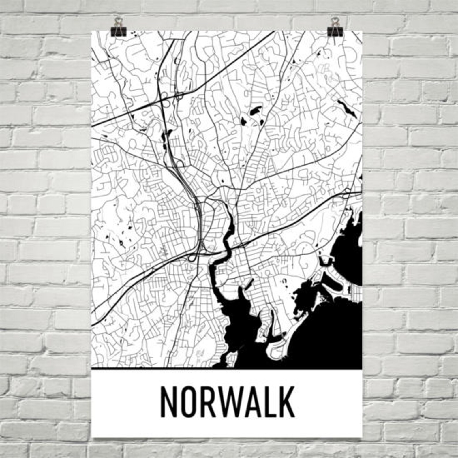 Norwalk Map Norwalk Art Norwalk Print Norwalk CT Poster - Etsy
