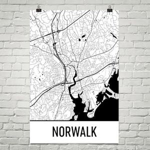 Norwalk Map, Norwalk Art, Norwalk Print, Norwalk CT Poster, Norwalk Wall Art, Norwalk Gift, Map of Connecticut, CT Poster, Connecticut Print image 1