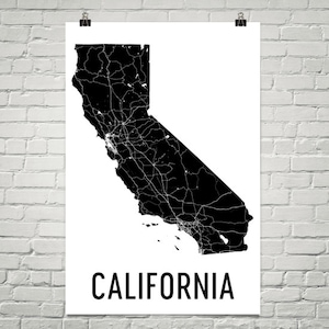 California Wall Art, California Map, California Gift, California Print, California Art, California Sign, Decor, Poster, Map of California