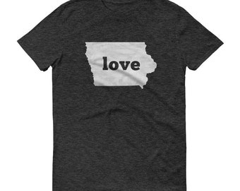 Iowa Love Map T-Shirt, Iowa State Pride Tee