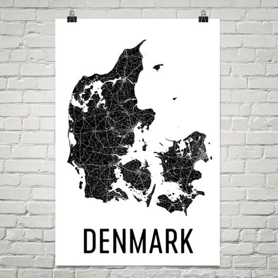 Buy Denmark Map Map of Denmark Art Danish Print Denmark Online in India - Etsy
