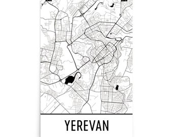 Yerevan Map Art Print: Armenia City Street Map