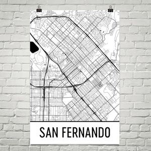 Kaart van de San Fernando Valley, San Fernando Valley Art, San Fernando afdrukken, San Fernando CA Poster, Fernando kunst aan de muur, geschenken, kaart van Californië