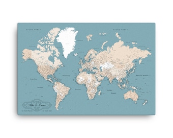 Custom Push Pin World Travel Map: 2nd Anniversary Cotton Gift