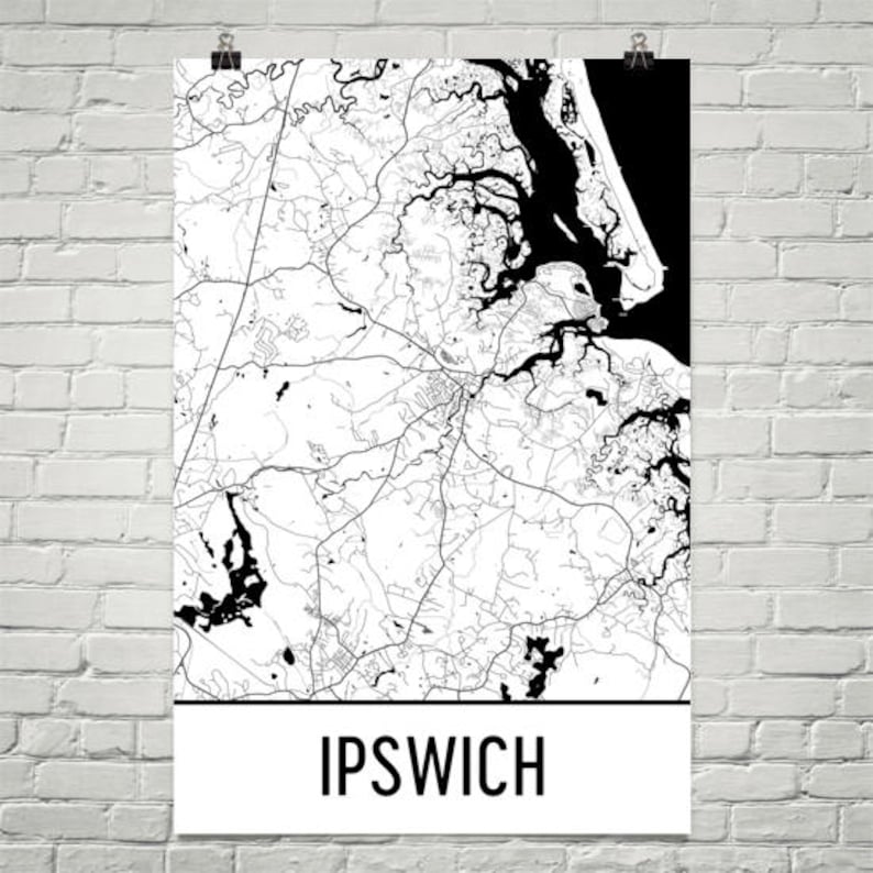 Ipswich Map Ipswich Art Ipswich Print Ipswich MA Poster Etsy