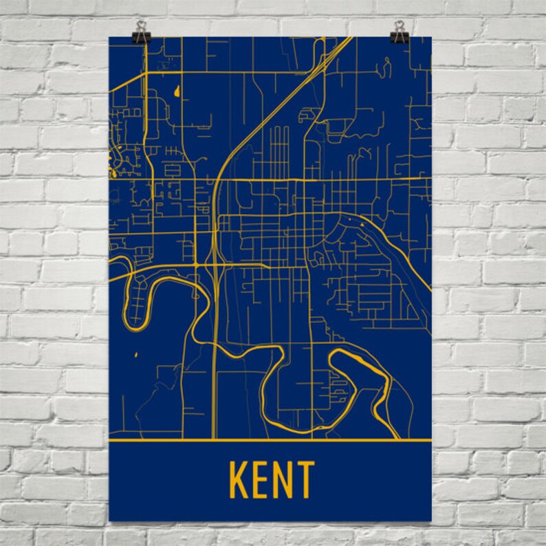 Kent Map Kent Art Kent Print Kent Ohio Kent OH Kent Art Etsy